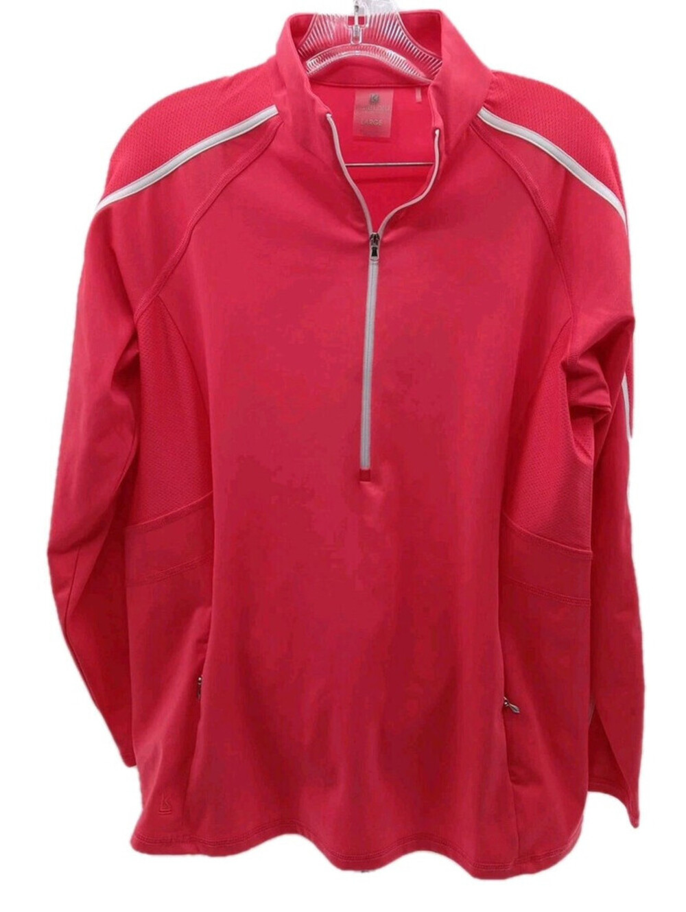 Kate Lord Track Jacket Womens Large Pink Performance 1/2 Zip Stretch Athletic